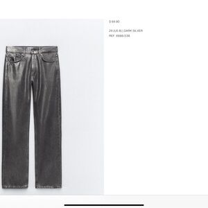 EUC-Zara Metallic Silver Straight Jeans
